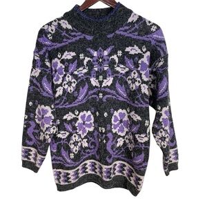 Vintage Bramble Lane Purple and Gray Sweater Size Medium